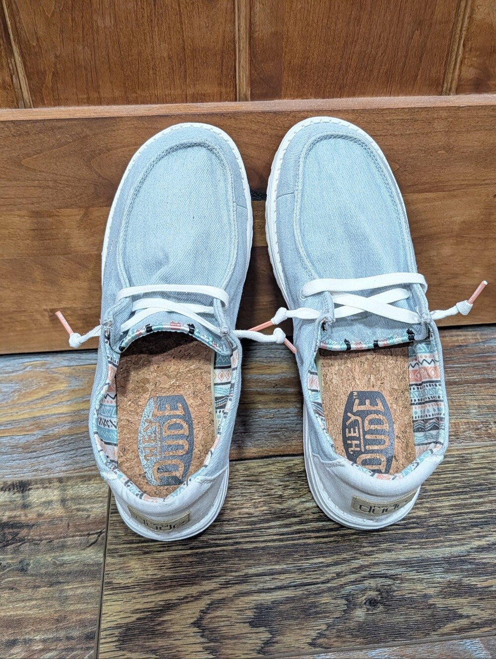 Hey Dude Women's Wendy Boho loafers Light Boho Denim Size 10